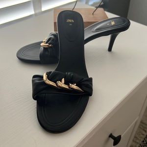 Zara Chain Trim HeeledSandals